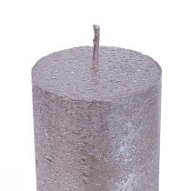 Artikel Taper kaarsen groot platina patroon glitter Ø50×H300mm 4 st