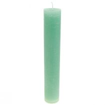 Groene kaarsen, grote, effen gekleurde kaarsen, 50x300mm, 4 stuks