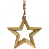 Adventsdecoratie ster van hout Kerstdecoratie ster H14.5cm
