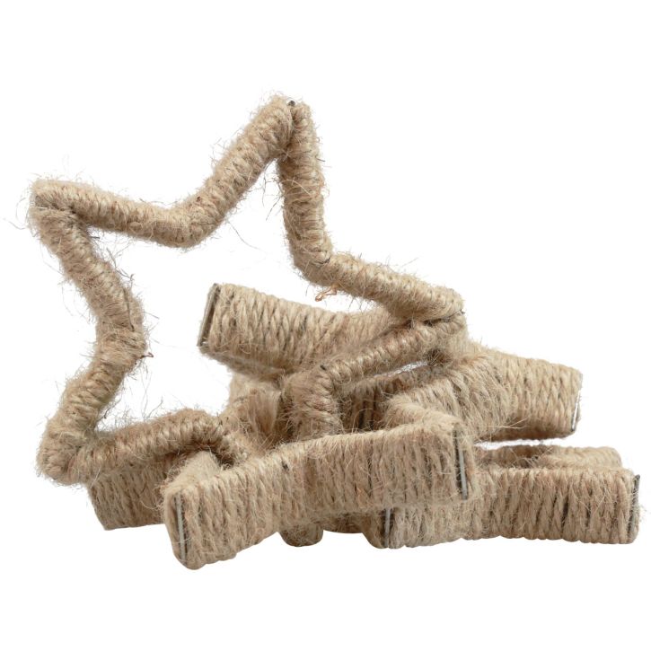 Adventdecoratie Kerstdecoratie ster decoratieve ster jute 13,5cm 6st