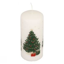 Artikel Adventskalenderkaars, kerstpilaarkaars, wit, 150/65mm, met cijfers en kerstboom