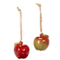 Artikel Herfstdecoratie: keramische appels om op te hangen, 5 cm, 4 stuks