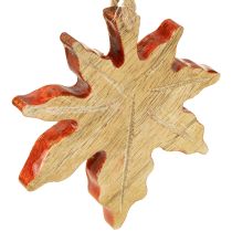 Artikel Esdoornblad houtdecoratie herfstgroen roodbruin H10cm 6 stuks