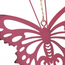 Artikel Hanger vlinder decoratie metaal roze 8,5x9,5cm 6 st