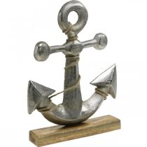 Anker van metaal, maritieme decoratie, nautische zeedecoratie zilver, natuurlijke kleuren H32cm