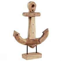 Artikel Ankerdecoratie hout metaal met voet teak maritiem 26x7x38cm