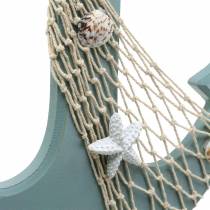 Ankerhout met schelpen lichtblauw 28.5×40cm