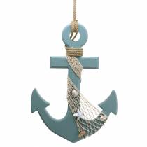 Ankerhout met schelpen lichtblauw 28.5×40cm