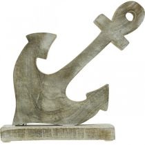 Artikel Anker van hout, decoratief anker, shabby chic, wit, naturel, 22 cm