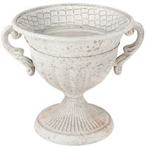 Artikel Antieke trofee met handgrepen metalen decoratie vintage grijs wit H18cm