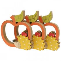 Artikel Decoratiefiguur herfst, appel met egel, houten decoratie 16.5×15cm 3st