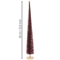 Artikel Decoratieve kerstboom, slanke boomfiguur op een houten voet, 60 cm