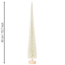 Artikel Decoratieve kerstboom met houten voet voor winterdecoratie, 40 cm, 3 stuks