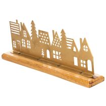 Artikel Huissilhouet decoratie adventskalender op houten voetstuk 29 cm