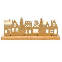 Artikel Huissilhouet decoratie adventskalender op houten voetstuk 29 cm