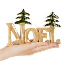 Artikel Kerstdecoratie Noel-standaard met twee sparrenbomen van 18 cm.