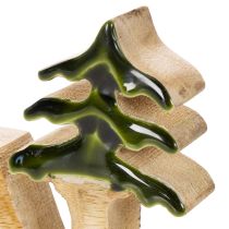 Artikel Kerstdecoratie Noel-standaard met twee sparrenbomen van 18 cm.