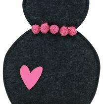 Artikel Tafeldecoratie Paashaasdecoratie vilt zwart met hartje 45cm 3 st