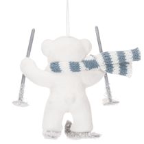 Artikel Hanger met ijsbeer op ski's en sjaal om op te hangen, 10 cm, 2 stuks