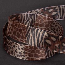 Artikel Decoratief lint met dierenprint, luipaardpatroon, cadeaulint, 25 mm breed, 20 m lang
