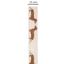 Artikel Cadeaulint met teckelmotief voor knutselprojecten, 15 mm x 18 m