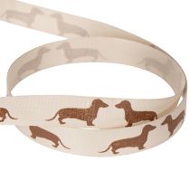 Artikel Cadeaulint met teckelmotief voor knutselprojecten, 15 mm x 18 m