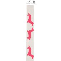 Artikel Decoratief lint met teckelmotief, cadeaulint, 15 mm breed, 18 m lang