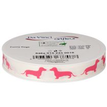 Artikel Decoratief lint met teckelmotief, cadeaulint, 15 mm breed, 18 m lang