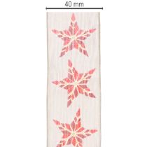 Artikel Decoratief lint met rode sterren, 40 mm breed, 15 m lang