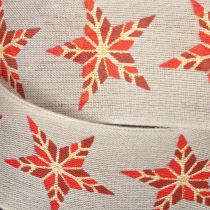 Artikel Decoratief lint met rode sterren, 40 mm breed, 15 m lang