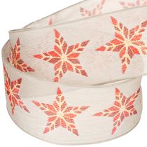 Artikel Decoratief lint met rode sterren, 40 mm breed, 15 m lang