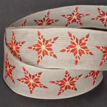 Artikel Decoratief lint met rode sterren, 40 mm breed, 15 m lang