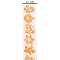 Artikel Cadeaulint met peperkoekfiguurtjes. Feestelijk lint voor kerstcadeaus. 25 mm x 18 m.