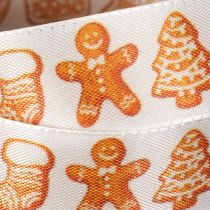 Artikel Cadeaulint met peperkoekfiguurtjes. Feestelijk lint voor kerstcadeaus. 25 mm x 18 m.