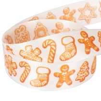 Artikel Cadeaulint met peperkoekfiguurtjes. Feestelijk lint voor kerstcadeaus. 25 mm x 18 m.