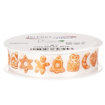 Artikel Cadeaulint met peperkoekfiguurtjes. Feestelijk lint voor kerstcadeaus. 25 mm x 18 m.