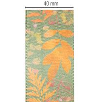 Artikel Decoratief lint met bladmotief, herfstdecoratie, 40 mm x 15 m