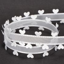 Artikel Decoratief wit lint met hartjes voor creatieve knutselideeën, 20 mm x 15 m