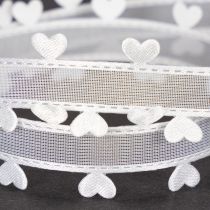 Artikel Decoratief wit lint met hartjes voor creatieve knutselideeën, 20 mm x 15 m
