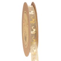 Artikel Decoratief lint met hertenmotief, kerstlint, 15 mm x 15 m