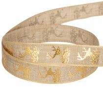 Artikel Decoratief lint met hertenmotief, kerstlint, 15 mm x 15 m