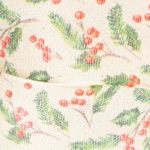 Artikel Decoratief lint met hulst en bessen, vormvaste rand, 25 mm, 18 m