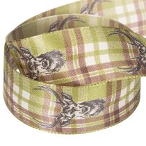 Artikel Decoratief lint met hertenkop en ruitpatroon, 40 mm x 15 m