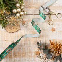 Artikel Geruit cadeaulint voor kerstcadeaus, 15 mm x 20 m