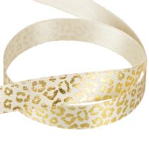 Artikel Lint Luipaardprint Zijden Lint Crème Goud 15mm 18m