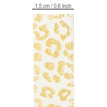 Artikel Lint Luipaardprint Zijden Lint Crème Goud 15mm 18m