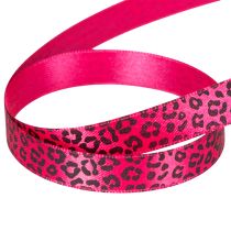 Artikel Decoratief lint met luipaardprint, roze, 15 mm x 18 m
