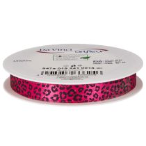 Artikel Decoratief lint met luipaardprint, roze, 15 mm x 18 m