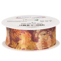 Artikel Cadeaulint in herfstkleuren, organza lint met bloemenpatroon, 40 mm, 15 m