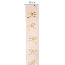 Artikel Cadeaulint met gouden strikjes 15 mm 18 m